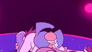 Explicit massage scene in a softly lit room
