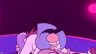 Explicit massage scene in a softly lit room