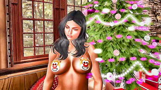 Amateur couple on a living room sofa in explicit scene