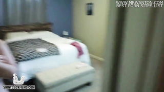 Pair of performers in motion on a wide bed