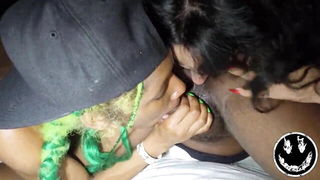 Explicit massage scene in a softly lit room