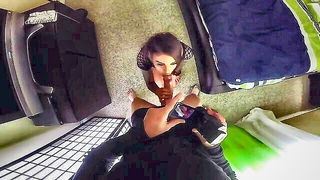 Explicit massage scene in a softly lit room