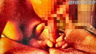 Close frame of an explicit scene in sharp indoor light