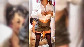 Dim bedroom scene with a man and woman during a Erotic video