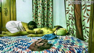 Pair of performers in motion on a wide bed
