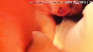 Close frame of an explicit scene in sharp indoor light