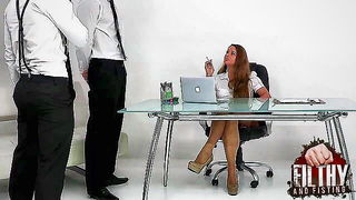 Explicit massage scene in a softly lit room