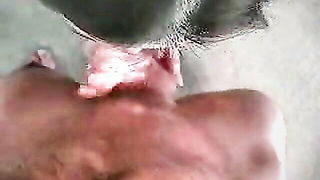 Close frame of an explicit scene in sharp indoor light