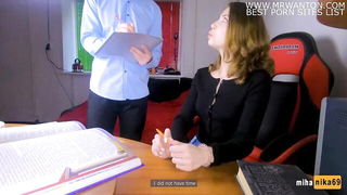 Explicit massage scene in a softly lit room