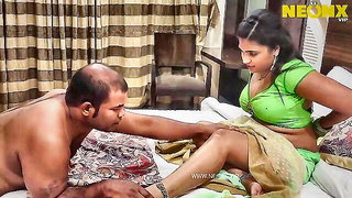 Close frame of an explicit scene in sharp indoor light