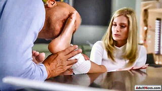 Close frame of an explicit scene in sharp indoor light