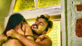 Close frame of an explicit scene in sharp indoor light