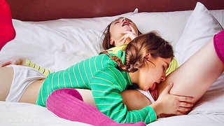Close frame of an explicit scene in sharp indoor light