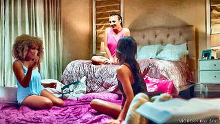 Explicit doggy style scene on a wide bed