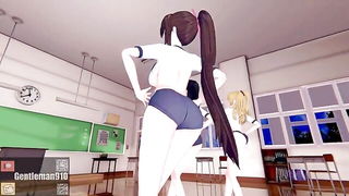 Close frame of an explicit scene in sharp indoor light