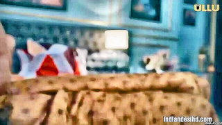 Close frame of an explicit scene in sharp indoor light