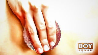 Close frame of an explicit scene in sharp indoor light