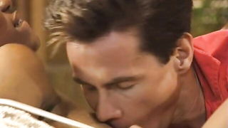 Close frame of an explicit scene in sharp indoor light