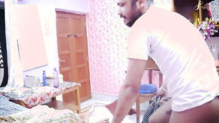 Explicit doggy style scene on a wide bed
