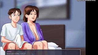 Explicit massage scene in a softly lit room