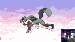 Couple on a made bed in an explicit scene