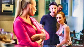 Explicit massage scene in a softly lit room