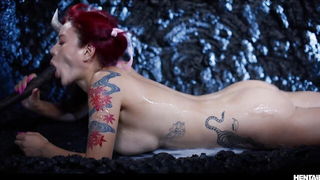 Close frame of an explicit scene in sharp indoor light