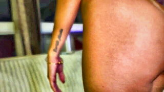 Close frame of an explicit scene in sharp indoor light