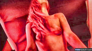 Amateur couple on a living room sofa in explicit scene