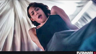 Close frame of an explicit scene in sharp indoor light