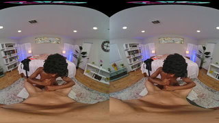 Couple mid-scene in a dim bedroom