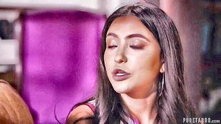 Explicit massage scene in a softly lit room
