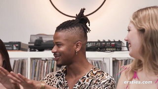Explicit massage scene in a softly lit room