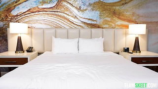Pair of performers in motion on a wide bed