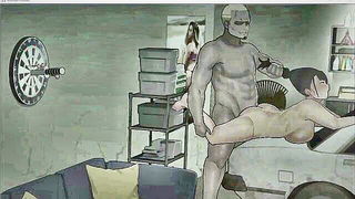 Explicit massage scene in a softly lit room