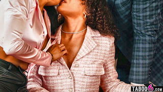 Explicit massage scene in a softly lit room