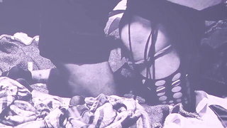 Close frame of an explicit scene in sharp indoor light
