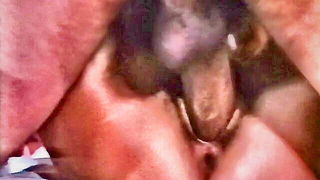 Amateur couple on a living room sofa in explicit scene
