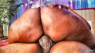 Explicit massage scene in a softly lit room