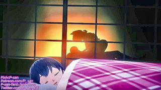 Close frame of an explicit scene in sharp indoor light