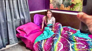 Explicit doggy style scene on a wide bed