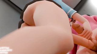 Close frame of an explicit scene in sharp indoor light