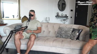 Couple mid-scene in a dim bedroom