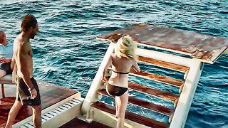 Close frame of an explicit scene in sharp indoor light