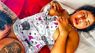 Close frame of an explicit scene in sharp indoor light