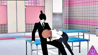 Close frame of an explicit scene in sharp indoor light