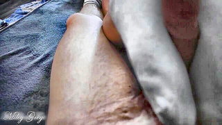 Explicit doggy style scene on a wide bed