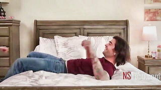 Explicit doggy style scene on a wide bed