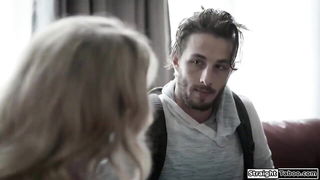 Close frame of an explicit scene in sharp indoor light