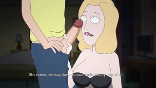 Couple mid-scene in a dim bedroom
